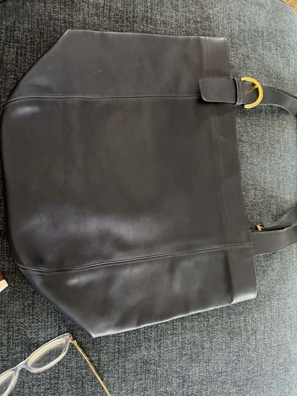 NWOT  Vintage Coach Leather Buckle Tote Bag Navy Blue - Picture 9 of 10